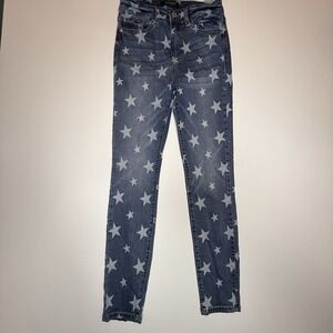 Judy Blue Women's Blue Jeans Star Pattern Skinny Fit Stretch Denim